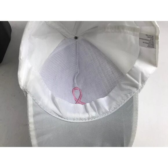 Greenbrier International‎ Womens White Pink Ribbon Embroidered Baseball Cap OS - Picture 8 of 10